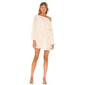NWT Lovers & Friends Micah Shell Beige Round Sequence Mini Dress In Size L